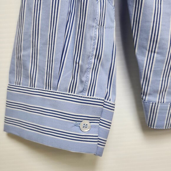 Liu Jo Women's Blue/White Striped Long Sleeved Shirt W/Elastic Knot Look Size 38 - Picture 6 of 12